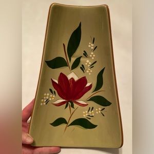 Stangl Pottery 'Magnolia' Footed Relish Tray Curved Dish Mid Century Modern